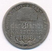 1868KB 20kr Ag "Magyar Királyi Váltó Pénz" T:3-