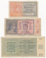 Német Harmadik Birodalom / Cseh-Morva Protektorátus 1940. 1K + 1940. 5K + 1944. 20K T:III,III-,IV
G...