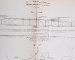 cca 1880 A Temesvár-Orsova- Karánsebes vasútvonal hosszelvénye. 126x32 cm szakadással
