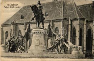 1905 Kolozsvár, Cluj; Mátyás király szobor. Kiadja Schuster Emil / Mathias Rex statue, King Matthias (EK)