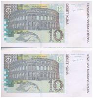 Horvátország 2001. 10K (2x) sorszámkövető T:II
Croatia 2001. 10 Kuna (2x) sequential serials C:XF