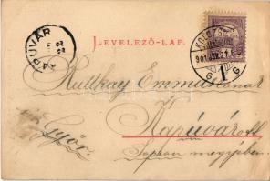 1901 Kolozsvár, Cluj; Református templom, Bethlen bástya (Szabók bástyája). Titkosírással írt lap. K...