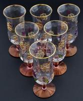 Plasztikusan festett talpas poharak ( 6 db), hibátlanok, jelzés nélkül, m: 14 cm (6×)