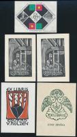 10 db különféle technikájú jelzett külföldi ex libris / 10 international ex libris bookplates. Diffe...