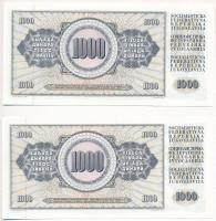 Jugoszlávia 1978. 1000D (2x) közeli sorszámú T:I 
Yugoslavia 1978. 1000 Dinara (2x) close serial C:...
