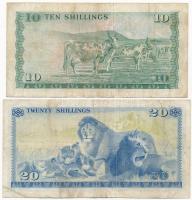 Kenya 1977. 10Sh + 20Sh T:III 
Kenya 1977. 10 Shillings + 20 Shilllings C:F