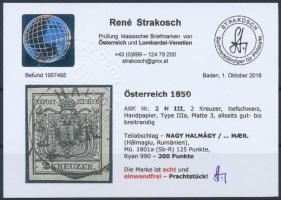 2kr HP IIIa deep black "NAGY HALM(ÁGY)" Certificate: Strakosch 2kr HP IIIa mélyfekete &quo...