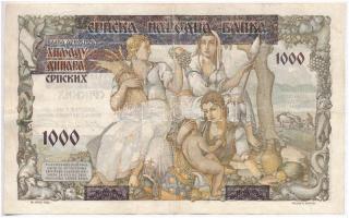 Szerbia / Német megszállás 1941. 1000D 500D-os bankjegyre nyomva T:III 
Serbia / German occupation ...