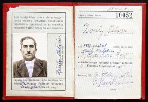 1953 Magyar Vadászok Orsz. Szövetsége fényképes igazolvány sok tagsági bélyeggel / Hunting pass