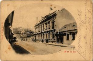 1907 Resicabánya, Resicza, Resita; utca, üzlet, Városháza. Kiadja Ifj. Neff Károly / street, shop, town hall (fl)