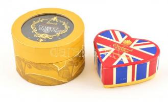 2 db angol csokoládés doboz, 6,5×7,5 és d: 8 cm