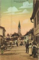 1908 Medgyes, Mediasch, Medias; Schmied utca, üzlet magyar címerrel, Friedrich Binder üzlete. Fritz ...