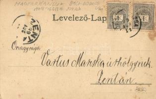 1899 Magyarkanizsa, Ókanizsa, Stara Kanjiza; Országút, Hajóhíd, vigadó / road, pontoon bridge, redou...