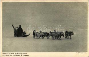 Retour du traineau a chasse / Hunters sled returning home, dogs
