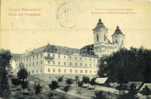 1909 Máriaradna, Radna; kegytemplom és zárda. W.L. (?) 3023. Czauscher József kiadása / Wohlfahrtskirche und Kloster / church and nunnery (EK)