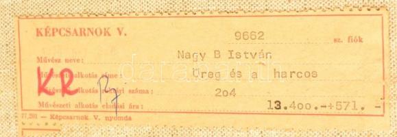 Nagy B. István (1933-2006): Öreg és harcos. Olaj, vászon, jelzett, 100×80 cm