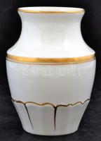 Herendi porcelán váza, kézzel festett, jelzett, kopásnyomokkal, m: 14 cm