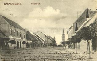 1910 Nagyszombat, Tyrnau, Trnava; Rákóczi út, Első Nagyszombati Temetkezési Vállalat, Hoja István márvány és sírkő készítő / street, First Funeral Company, marble and gravestone maker