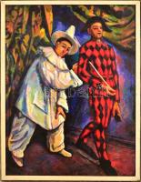 Jelzés nélkül: Pierrot és Harlequin (Cezanne után). Olaj, vászon, keretben, 80×60 cm