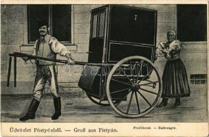 1907 Pöstyén, Pistyan, Piestany; Fürdőkocsi (infanterista). Kiadja Gipsz H. / Badewagen / spa carriage (infanterist) (EK)
