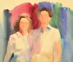 Jelzés nélkül: Pár. Akvarell, papír, üvegezett keretben, 26×19 cm