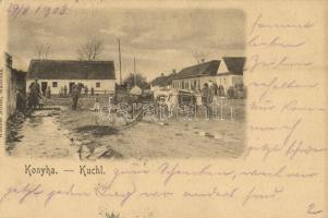 1903 Konyha, Kuchyna, Kuchel; Fő tér ökör szekerekkel. Wiesner Alfréd / main square with oxen carts