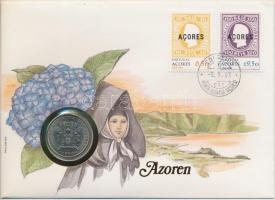 Azori-szigetek 1980. 25E, felbélyegzett borítékban, bélyegzéssel, német nyelvű leírással T:1  Azores 1980. 25 Escudos in envelope with stamp and cancellation, with German description C:UNC