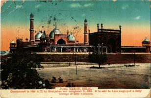 1914 Delhi, Juma Masjid / mosque, Raphael Tuck & Sons Excelsior Postcard (tear)