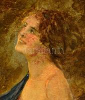 Jelzés nélkül: Mosolygó hölgy. Olaj, vászon, keretben, 24×18 cm