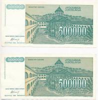 Jugoszlávia 1986. 100D + 1992. 10.000D + 1993. 10.000D + 50.000D + 500.000D (2x) + 50.000.000D (2x) ...