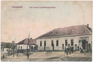 1923 Tardoskedd, Tvrdosovce; utca a szövetkezeti üzlettel / street view with cooperative shop (ázott / wet damage)