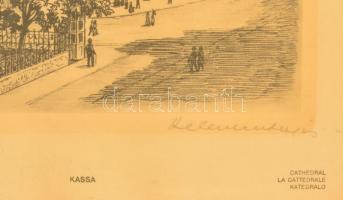 Kelemen Lajos (?-?): Kassa. Rézkarc, papír, jelzett, üvegezett keretben, 25×17 cm