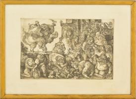 Szabó Vladimir (1905-1991): Táncolók. Rézkarc, papír, jelzett, üvegezett keretben, 19,5×29 cm