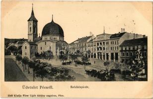 1907 Pécs, Széchenyi tér, Belvárosi templom (Dzsámi), Nádor szálloda. Kiadja Fürst Lipót 5542. (EK)