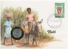 Haiti 1975. 10c, felbélyegzett borítékban, bélyegzéssel, német nyelvű leírással T:1  Haiti 1975. 10 Centimes in envelope with stamp and cancellation, with German description C:UNC