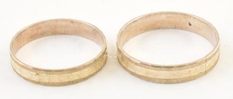 Ezüst(Ag) karikagyűrű pár, jelzett, méret: 63 és 67, nettó: 3,5 g