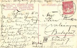 1917 Felpéc, Svacz Lajos vendéglője és vegyeskereskedése, Erdős Gyula lakháza, Wolf Jakab nagyvendég...