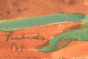 Szabados Jenő (1911-1942): Borjú az utcán. Akvarell, papír, jelzett, üvegezett keretben, 16×17,5 cm