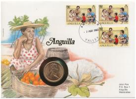 Anguilla 1977. 2p, felbélyegzett borítékban, bélyegzéssel, német nyelvű leírással T:1  Anguilla 1977. 2 Pence in envelope with stamp and cancellation, with German description C:UNC