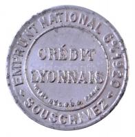 Franciaország 1920. 5c Al Lyoni Bank szükségpénz bélyeggel (32mm) T:2 /  France 1920. 5 Centimes Al Bank of Lyon necessity money with stamp (32mm) C:XF