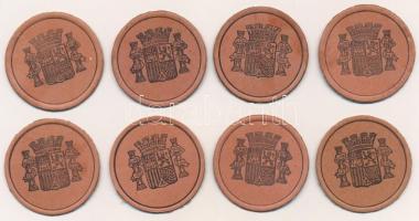 Spanyolország ~1930. 10c (4x) + 15c (4x) bélyeges szükségpénz T:I- 
Spain ~1930. 10 Centimos (4x) +...