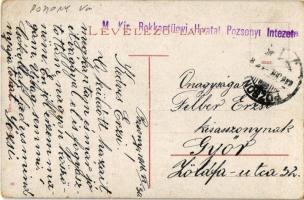 1916 Pozsony, Pressburg, Bratislava; Petőfi szobor / statue + "M. kir. Rokkantügyi Hivatal Pozs...