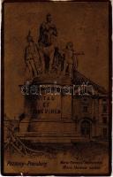1899 Pozsony, Pressburg, Bratislava; Maria-Theresia-Monument / Mária Terézia szobor. Szecessziós aranyozott fémes lap / Maria Theresa statue. Art Nouveau, golden metallic card (kis szakadás / small tear)