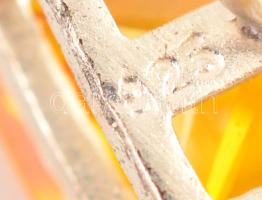 Ezüst(Ag) fülbevalópár sárga kővel, jelzett, h: 2,5 cm, bruttó: 3,2 g