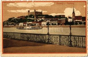1914 Pozsony, Pressburg, Bratislava; vár, gőzhajó. Kiadja Beck Ferenc / castle, steamship (EK)