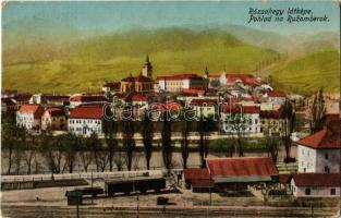 1918 Rózsahegy, Ruzomberok; látkép vasútállomással, vagonokkal. Kiadja Valuch János 204. / Bahnhof / general view with railway station, wagons (kopott sarok / worn corner)
