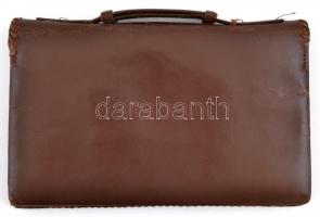 Barna bőr, tükrös női színházi táska, 20×13 cm