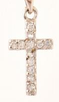 Ezüst(Ag) cirkónia kövekkel díszített kereszt, jelzett, 1,5×0,8 cm, bruttó: 0,1 g