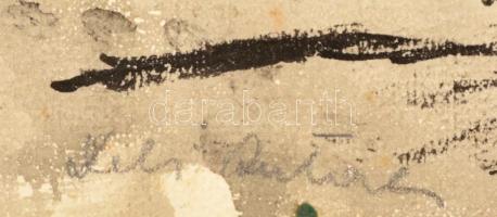 Deli Antal (1886-1960): Hazafelé. Tus, papír, jelzett, 32×22 cm