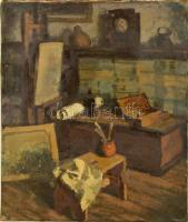 Deli Antal (1886-1960): Műterem. Olaj, vászon, jelzett, 67×55 cm